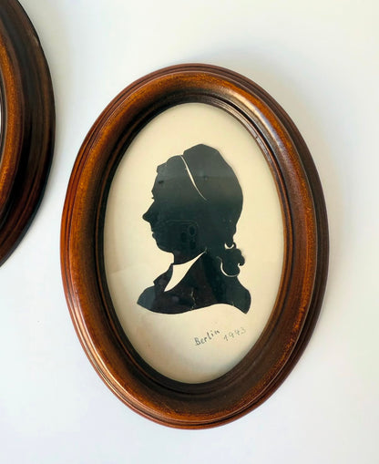 Set of 4 Vintage Hand-Cut Silhouette Artworks