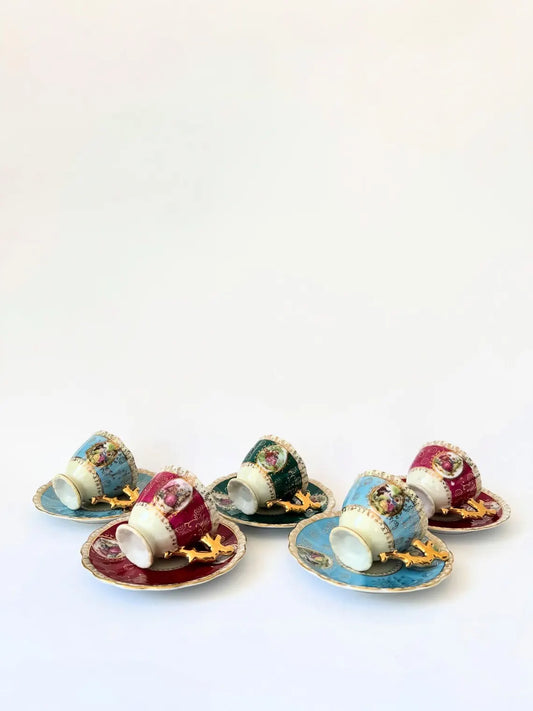 Set of 6 Vintage Baroque Coffee Cups